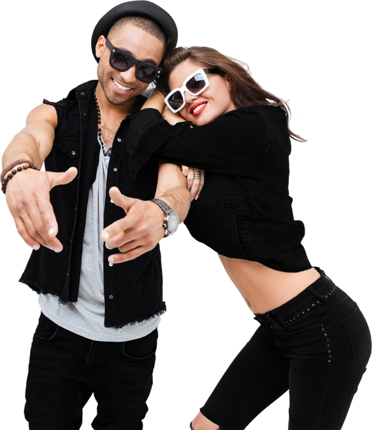 Ungt par i sort denim